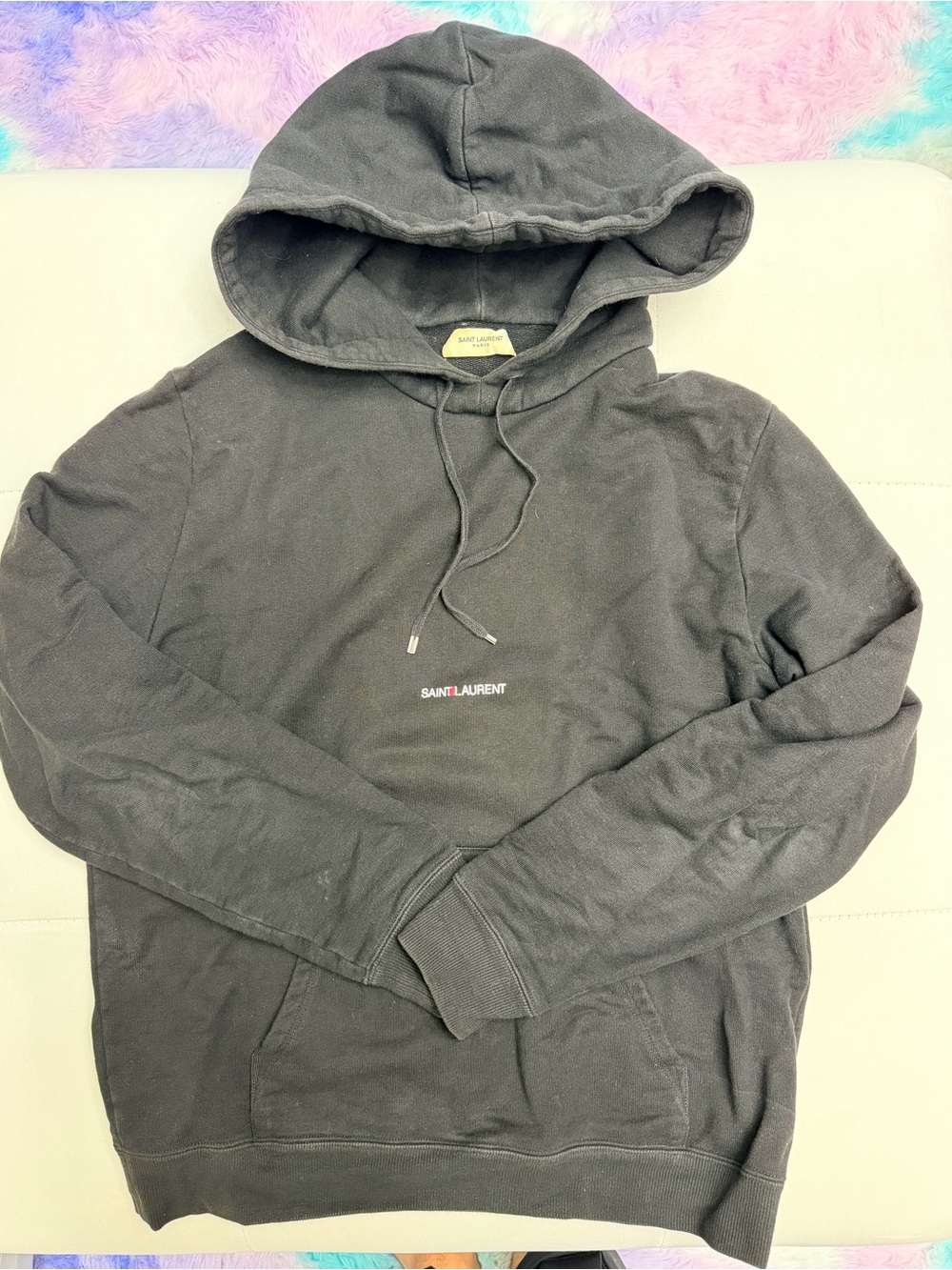 Saint Laurent Black Hooded Pullover Sweatshirt
